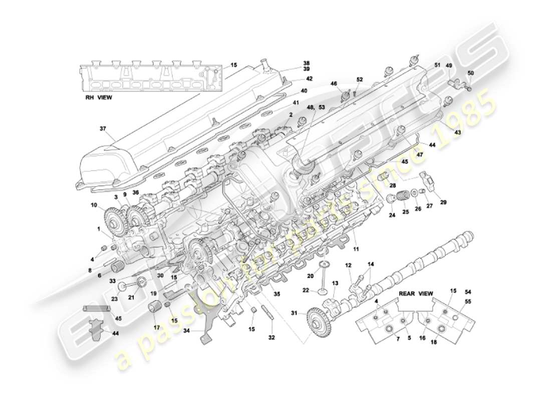 aston martin vanquish (2007) culatas diagrama de piezas