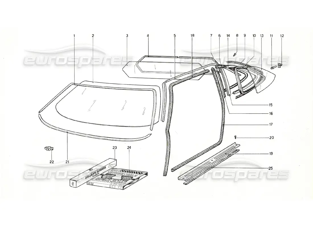 ferrari 308 gt4 dino (1976) anteojos diagrama de piezas