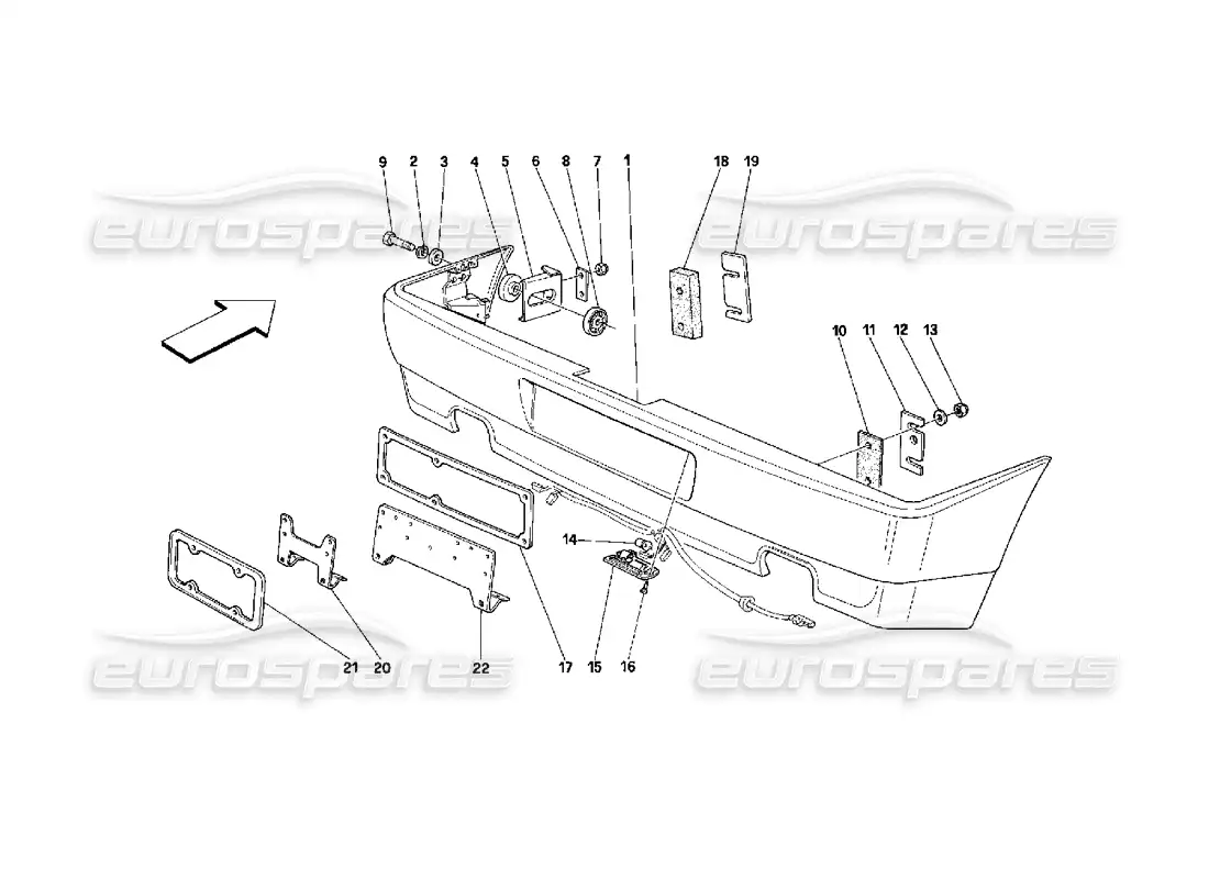 ferrari 348 (2.7 motronic) parachoques trasero diagrama de piezas