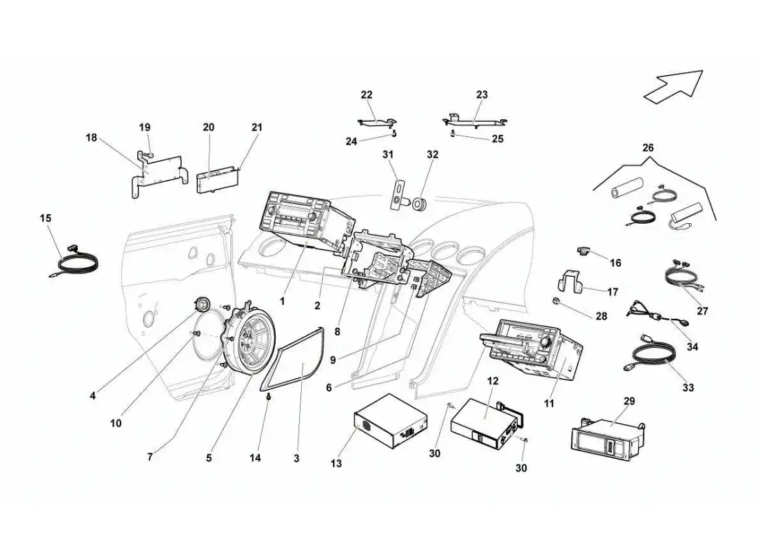 lamborghini gallardo sts ii sc sistema de alta fidelidad diagrama de piezas
