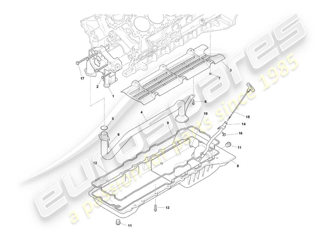 aston martin db7 vantage (2004) diagrama de piezas de bomba de aceite y sumidero
