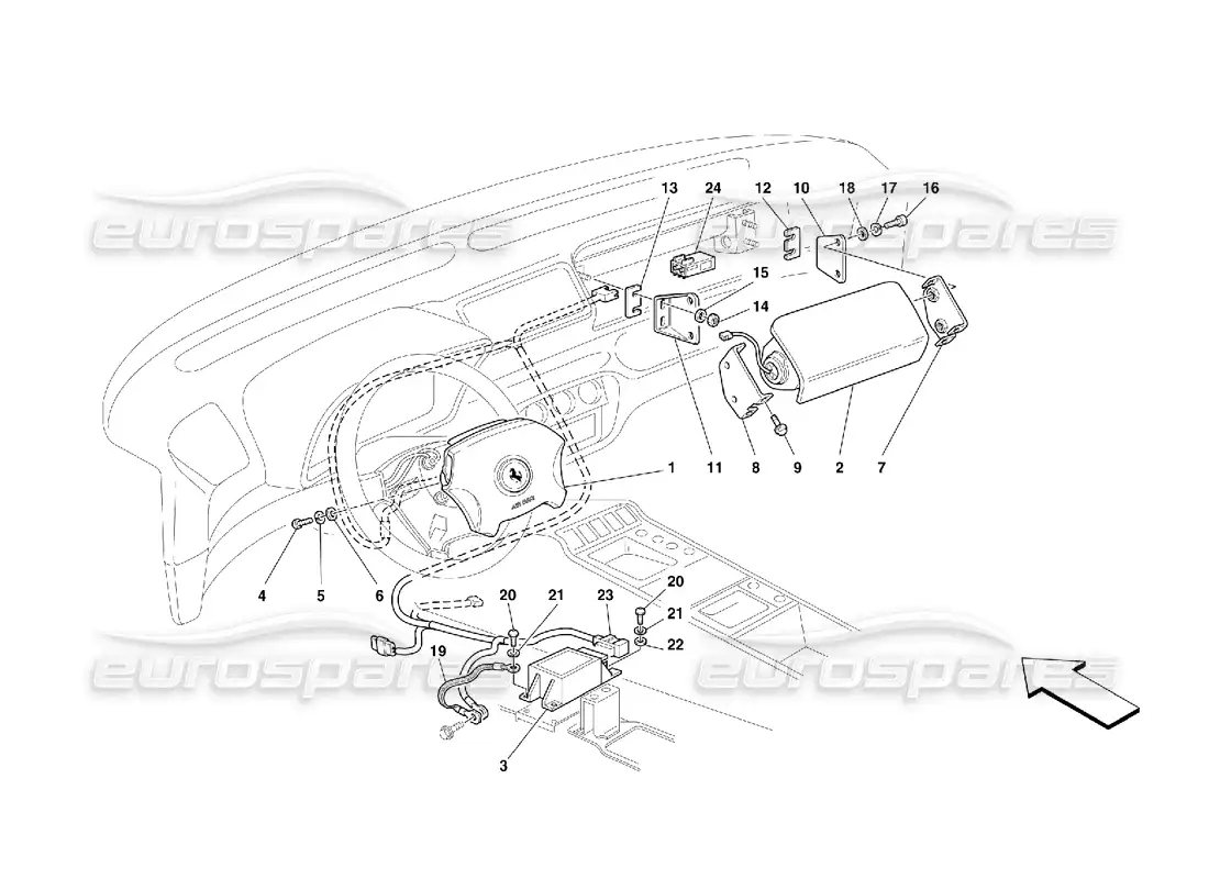 ferrari 355 (5.2 motronic) bolsas de aire diagrama de piezas