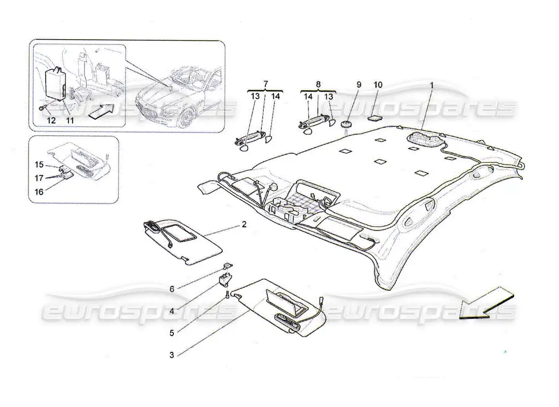 maserati qtp. (2010) 4.2 parasol y techo diagrama de piezas