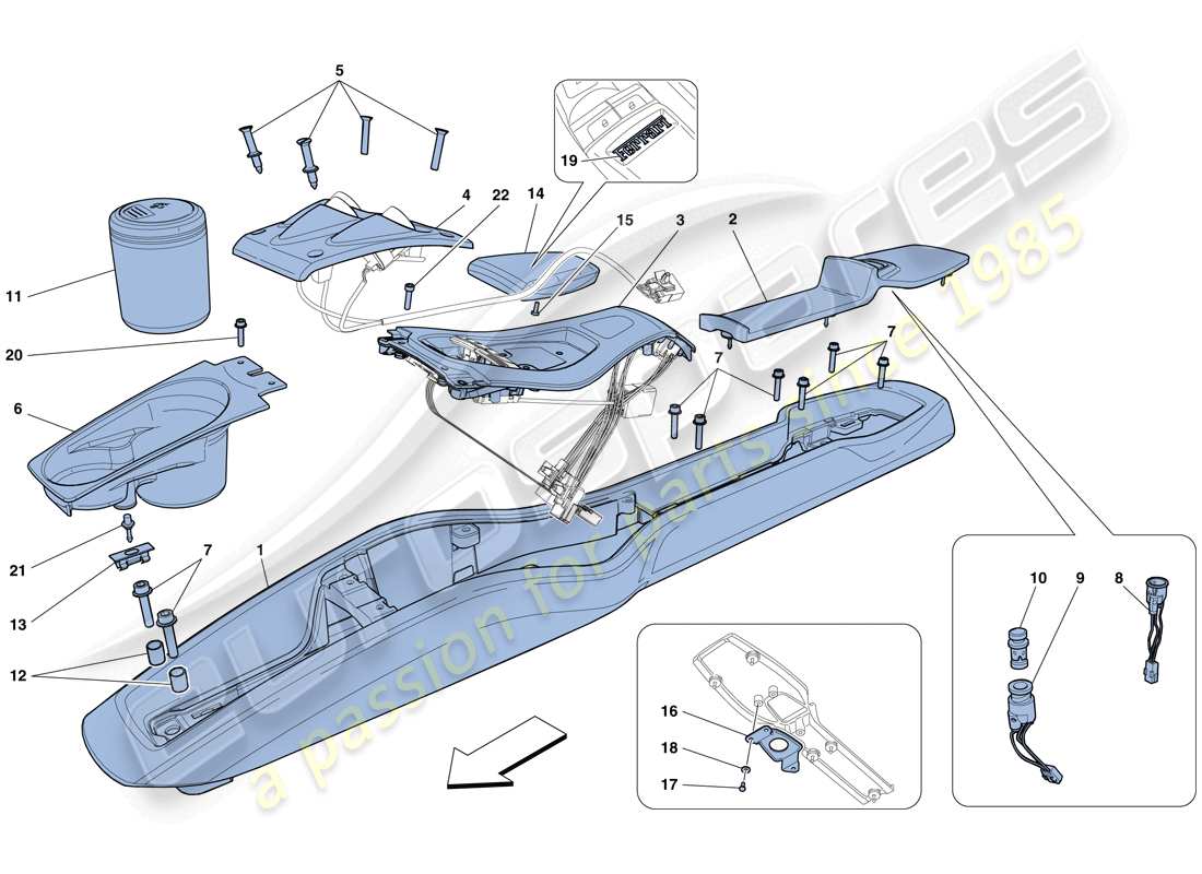 ferrari 458 italia (usa) túnel - subestructura y accesorios diagrama de partes