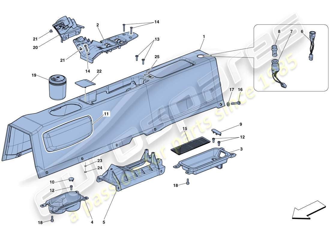 ferrari 458 speciale aperta (europe) túnel - subestructura y accesorios diagrama de piezas