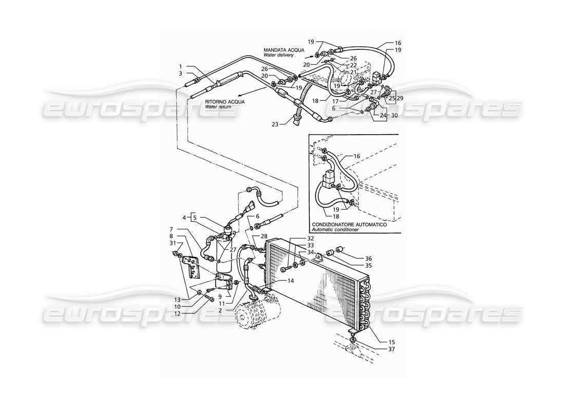 maserati ghibli 2.8 (abs) diagrama de pieza del sistema de aire acondicionado (transmisión derecha) con freón r12