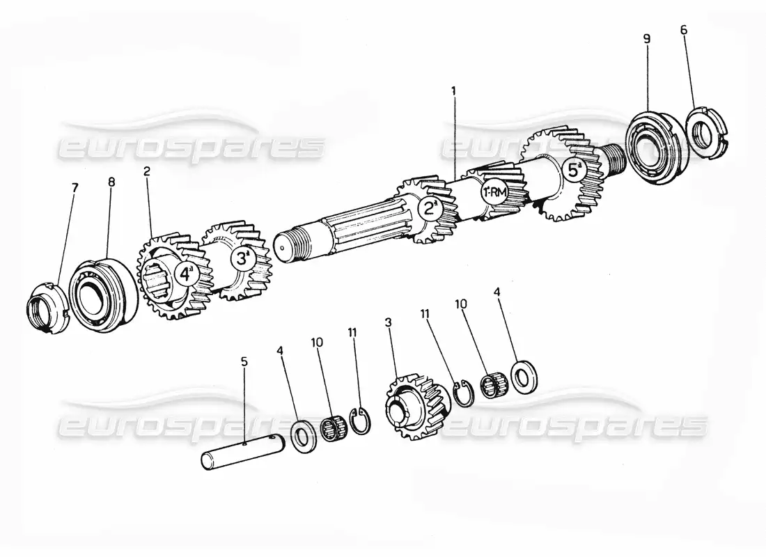 ferrari 365 gtc4 (mechanical) diagrama de piezas de engranajes primarios