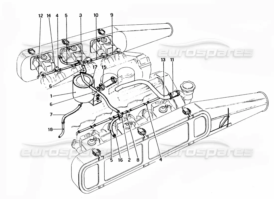 ferrari 365 gtc4 (mechanical) tanque de vacío diagrama de piezas