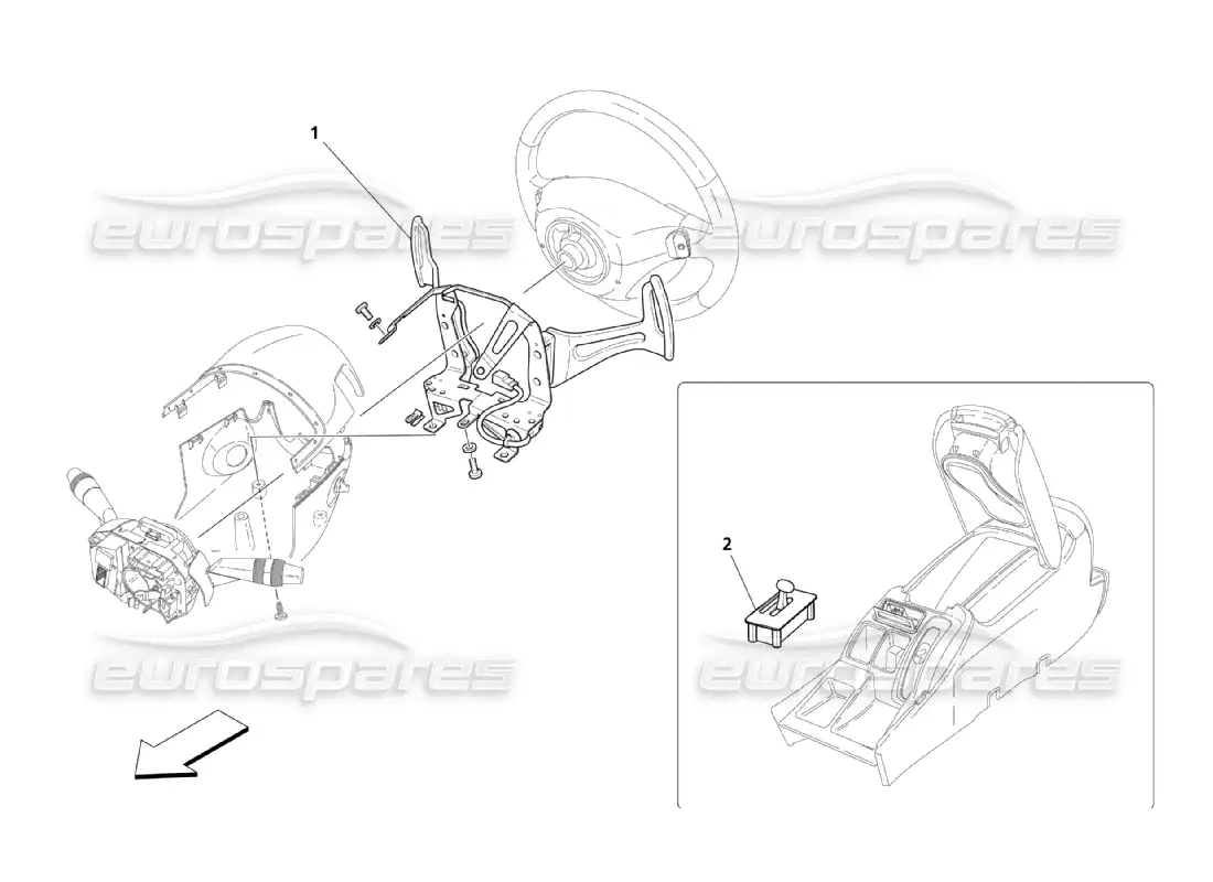 maserati qtp. (2003) 4.2 controles del conductor para la caja de cambios f1 diagrama de piezas