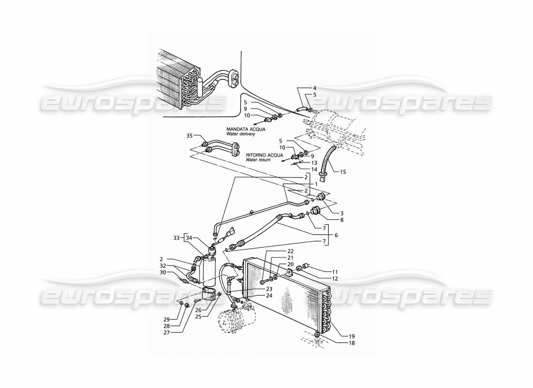 maserati ghibli 2.8 (abs) sistema de aire acondicionado (transmisión lh) con diagrama de piezas de gas r134a