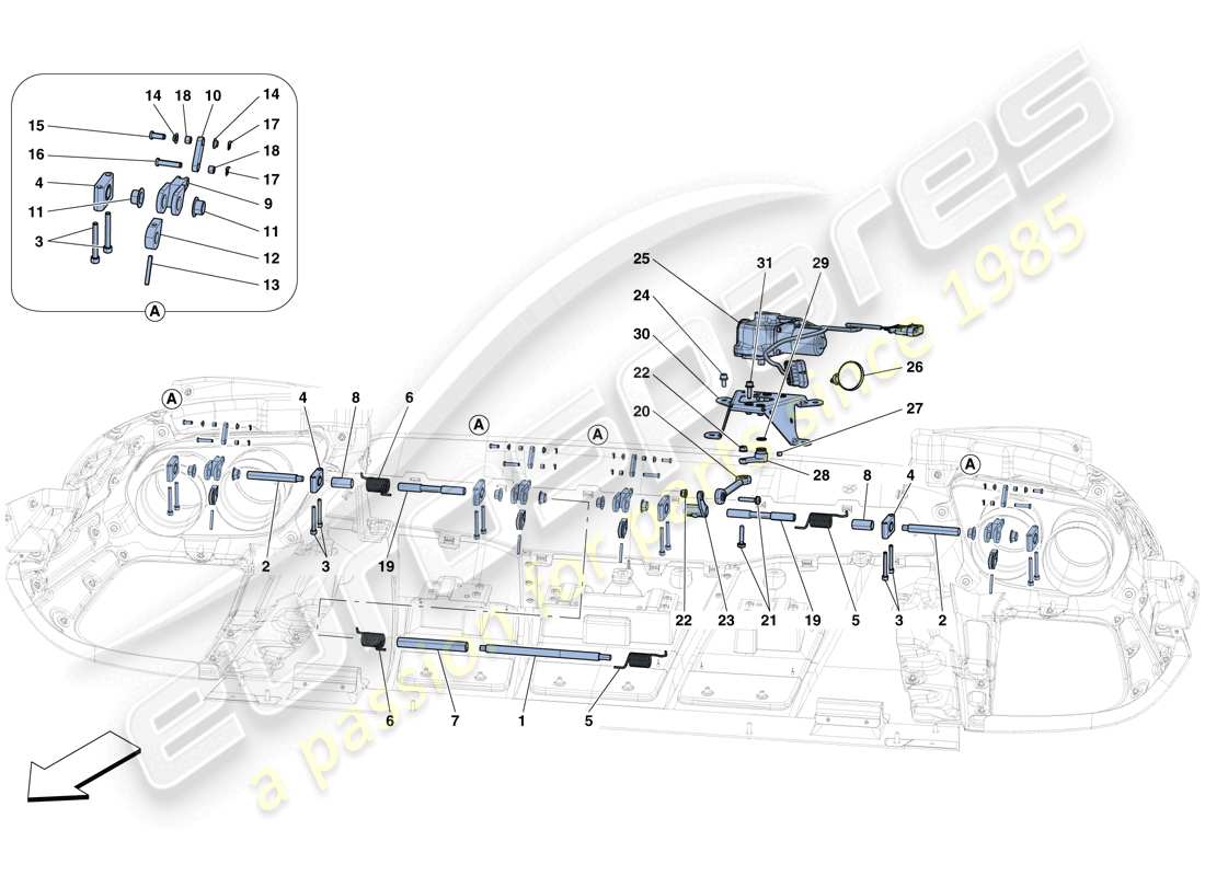 ferrari 812 superfast (usa) diagrama de piezas del aero activo trasero