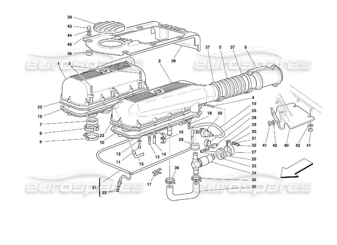 ferrari 355 (2.7 motronic) cajas de aire diagrama de piezas