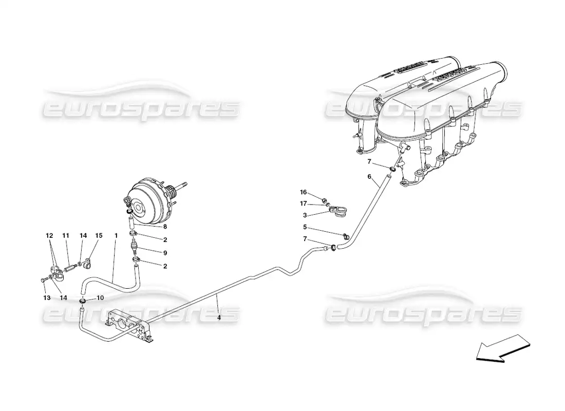 ferrari 430 challenge (2006) sistema de refuerzo de freno diagrama de piezas