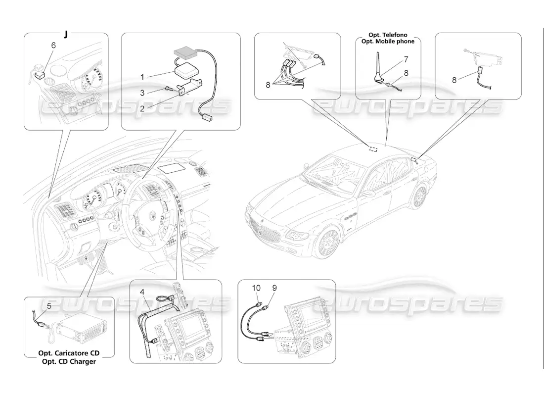 maserati qtp. (2006) 4.2 f1 sistema de recepción y conexión diagrama de piezas