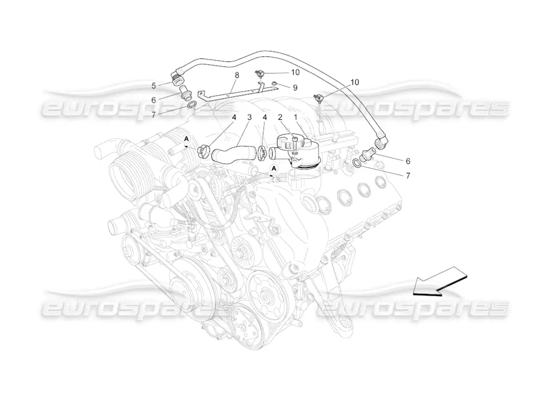 maserati grancabrio (2010) 4.7 sistema de recirculación de vapor de aceite diagrama de piezas