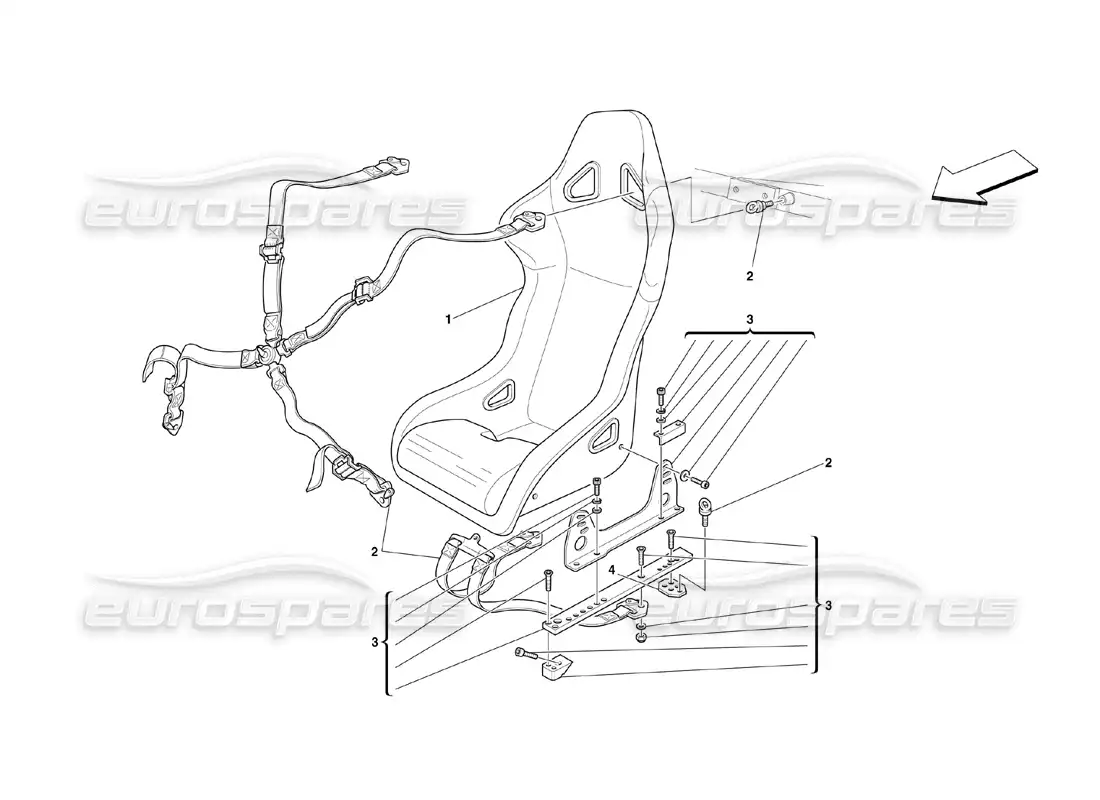 ferrari 360 challenge (2000) cinturones de seguridad y de asiento diagrama de piezas