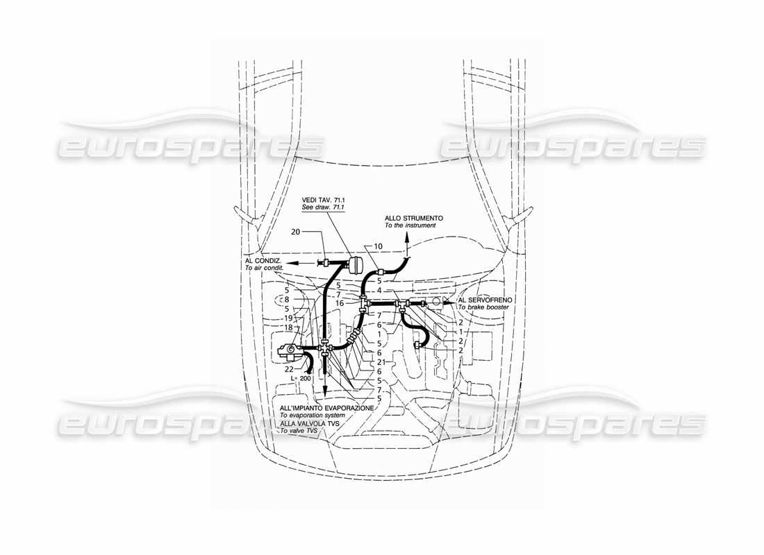 maserati qtp v6 (1996) sistema de vacío (lhd) diagrama de piezas