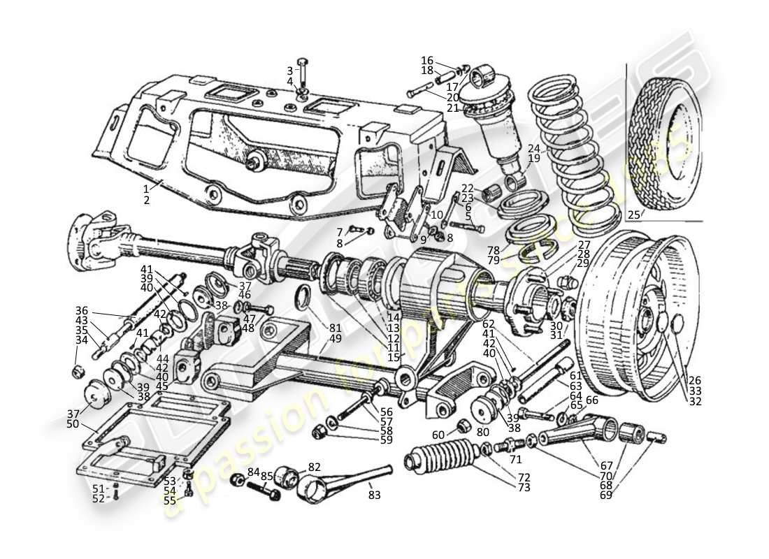 maserati kyalami rear suspension diagrama de piezas
