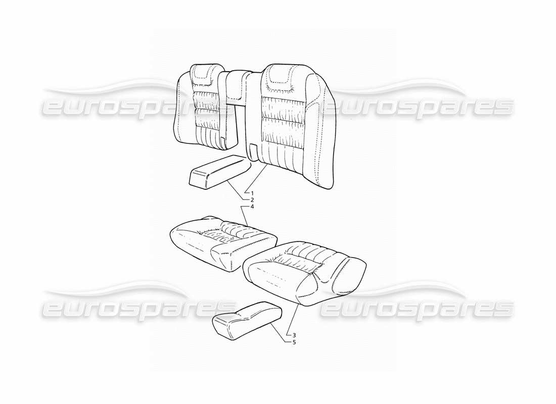 maserati qtp v6 (1996) diagrama de piezas de tapicería del asiento trasero