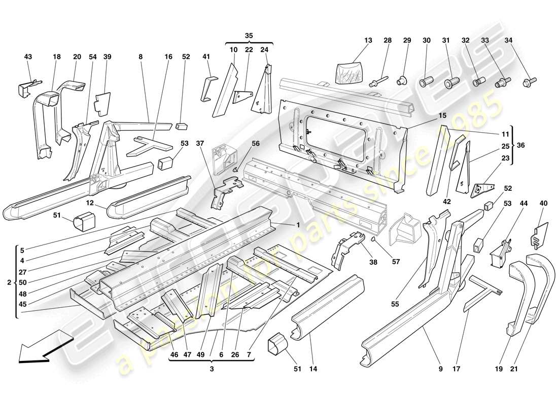 un diagrama de piezas del catálogo de piezas ferrari f430 scuderia (rhd)