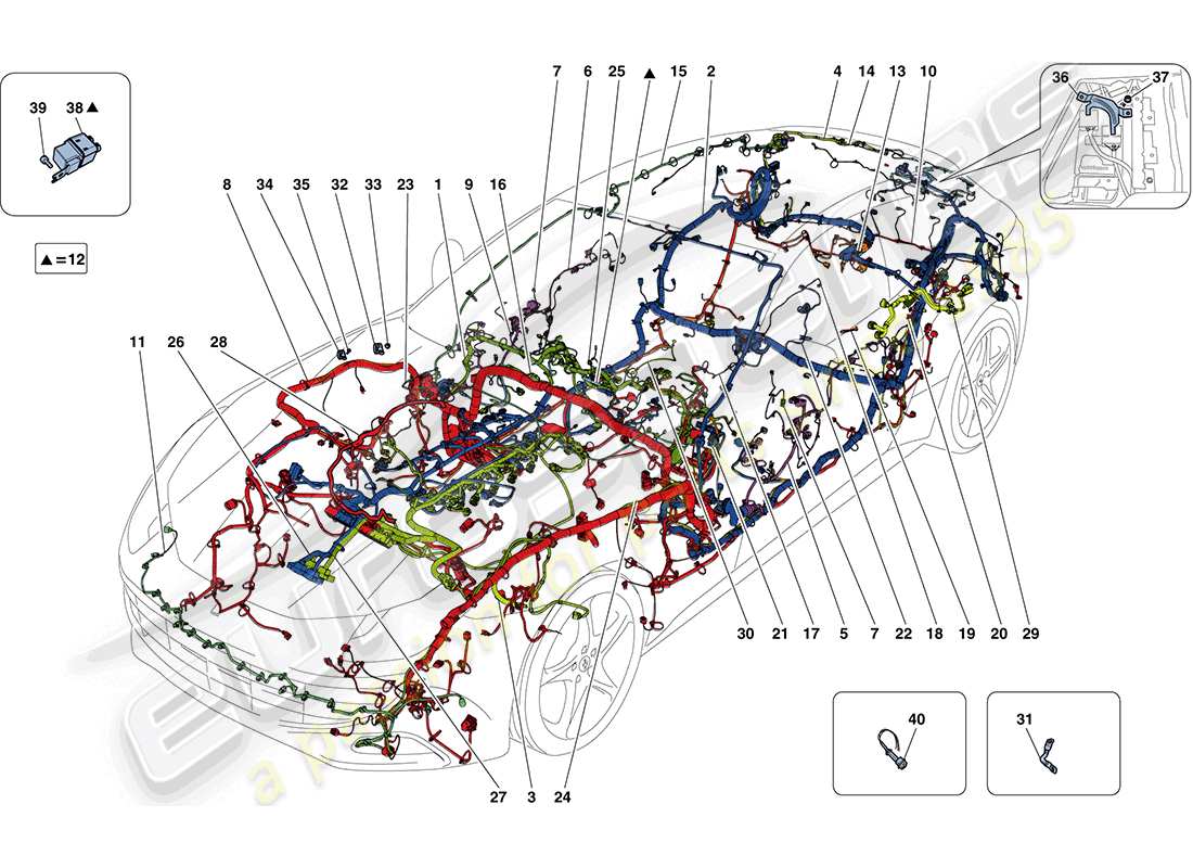 un diagrama de piezas del catálogo de piezas Ferrari FF (RHD)