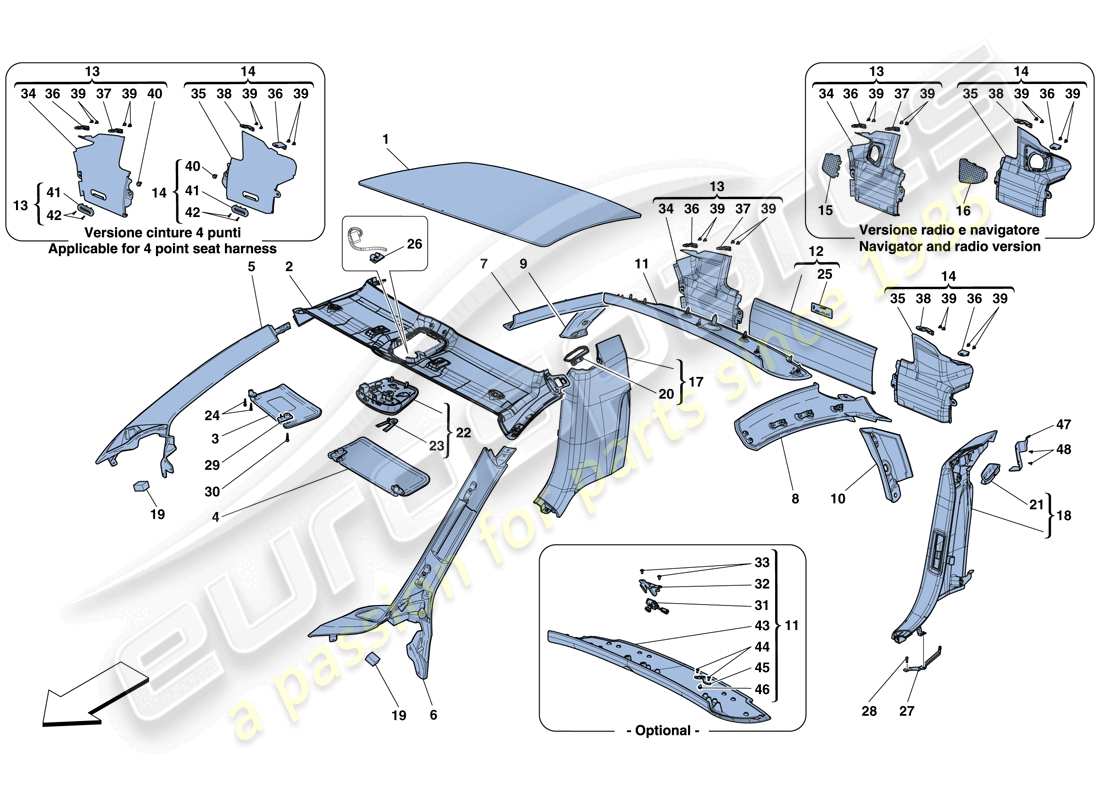 un diagrama de piezas del catálogo de piezas Ferrari 458 Speciale (Europa)