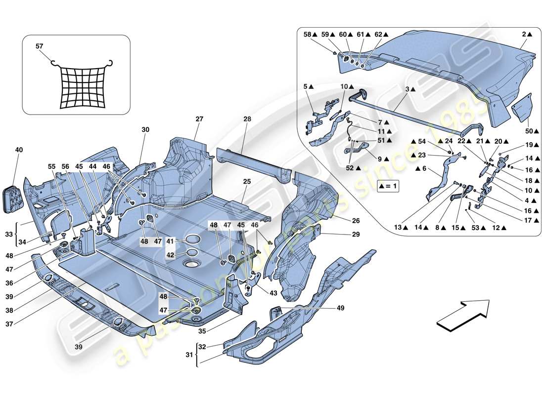 un diagrama de piezas del catálogo de piezas Ferrari California T (Europa)