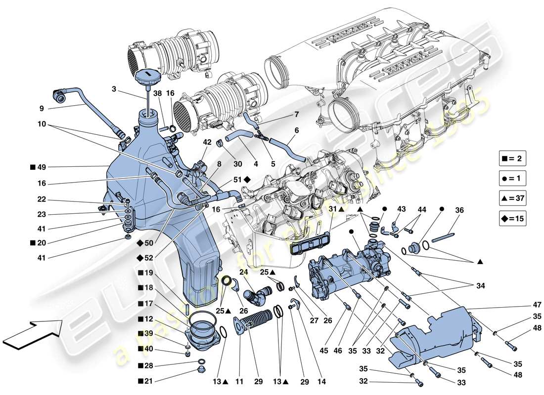 un diagrama de piezas del catálogo de piezas Ferrari 458 Speciale (Europa)