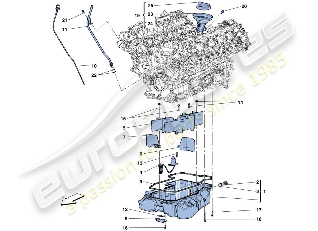 un diagrama de piezas del catálogo de piezas Ferrari California T (Europa)