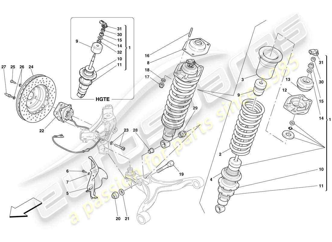 un diagrama de piezas del catálogo de piezas ferrari 599 gtb fiorano (rhd)