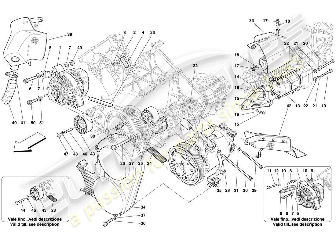 un diagrama de piezas del catálogo de piezas Ferrari 599 GTB Fiorano (Europa)