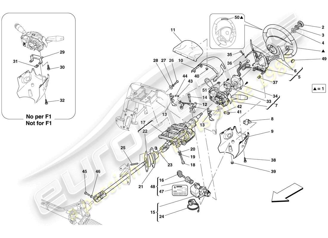 un diagrama de piezas del catálogo de piezas Ferrari 599 GTB Fiorano (Europa)