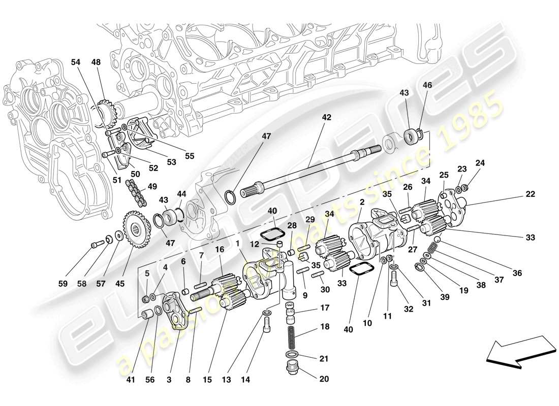 un diagrama de piezas del catálogo de piezas de Ferrari 612 Scaglietti (Europa)
