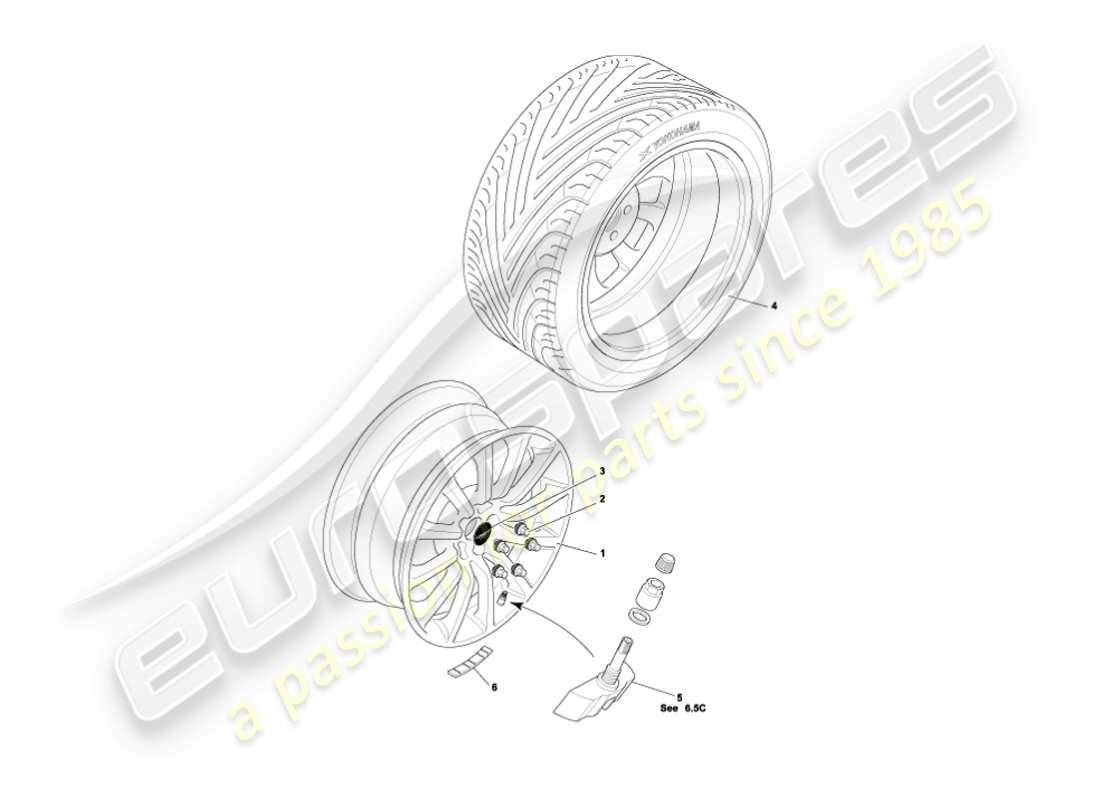 un diagrama de piezas del catálogo de piezas aston martin vanquish (2005)