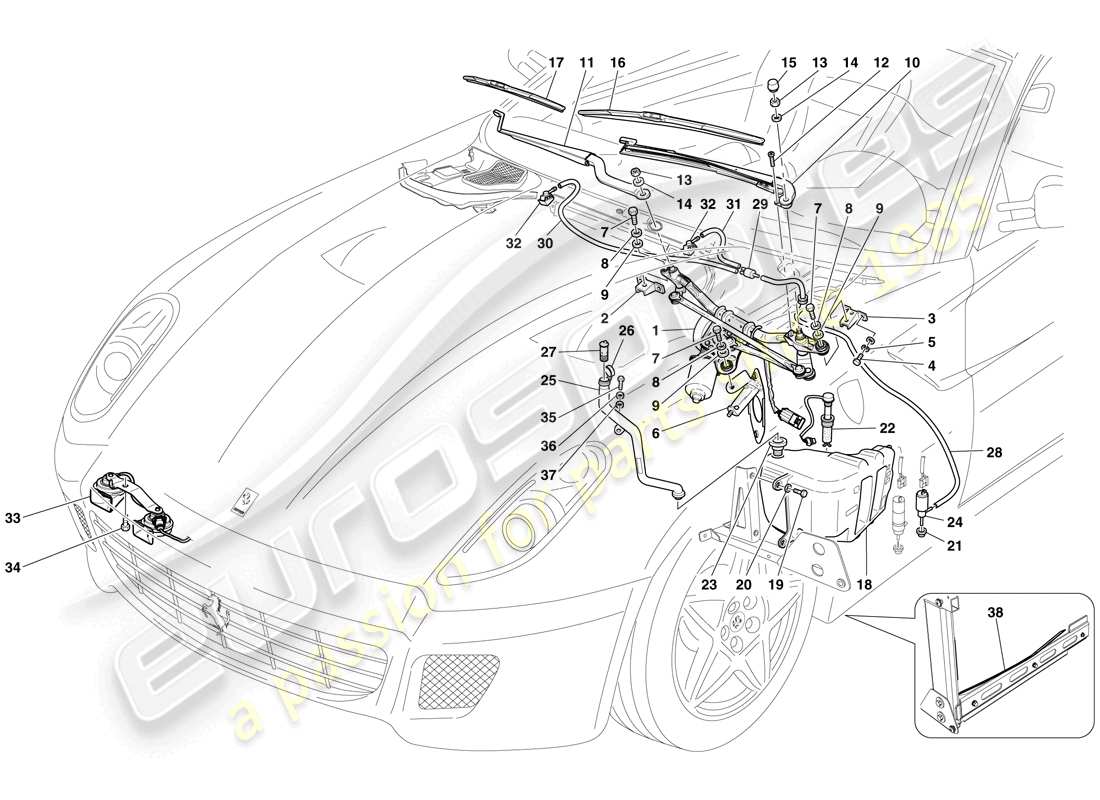 un diagrama de piezas del catálogo de piezas Ferrari 599 GTB Fiorano (EE. UU.)