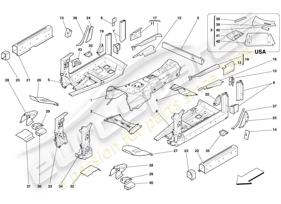 un diagrama de piezas del catálogo de piezas ferrari 599 gtb fiorano (europe)