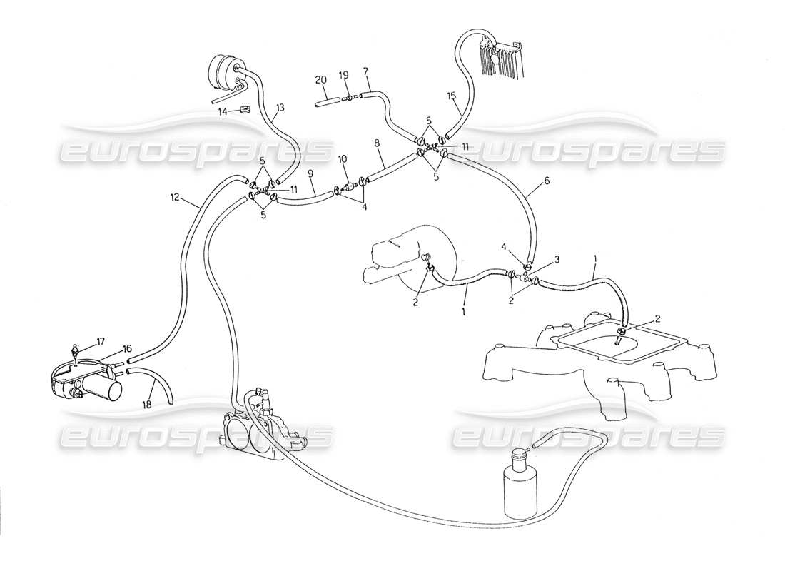 un diagrama de piezas del catálogo de piezas maserati karif 2.8