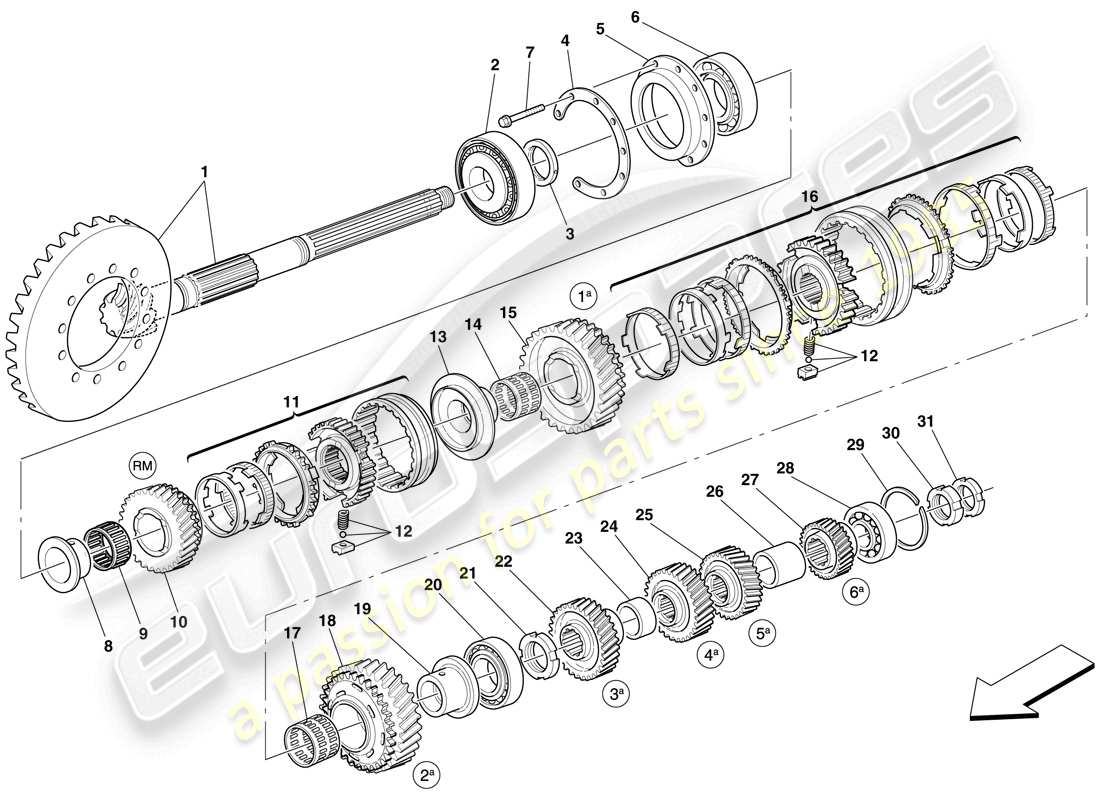 un diagrama de piezas del catálogo de piezas maserati mc12