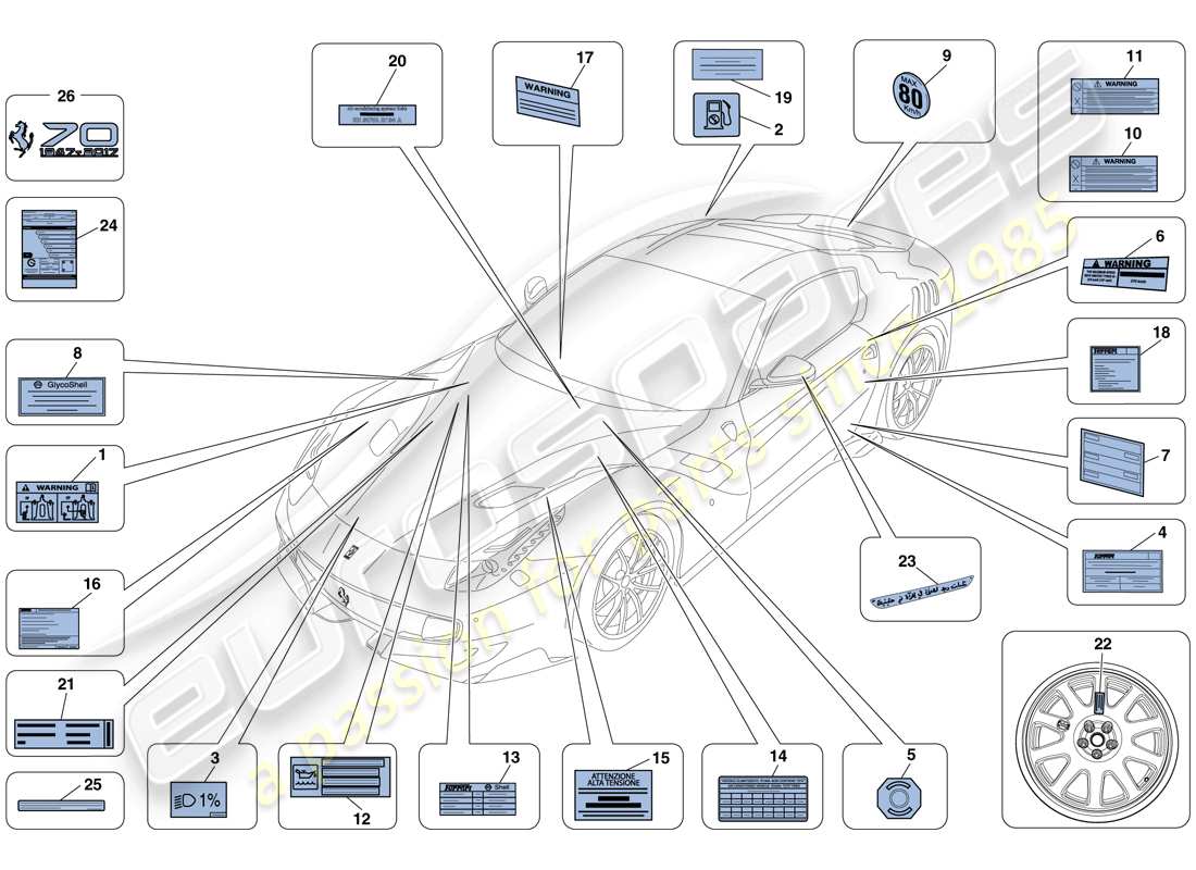 un diagrama de piezas del catálogo de piezas ferrari f12 tdf (europe)