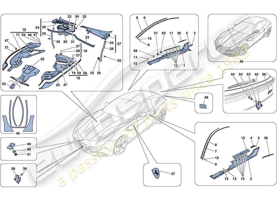 un diagrama de piezas del catálogo de piezas ferrari ff