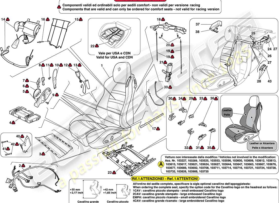 un diagrama de piezas del catálogo de piezas Ferrari California (EE. UU.)