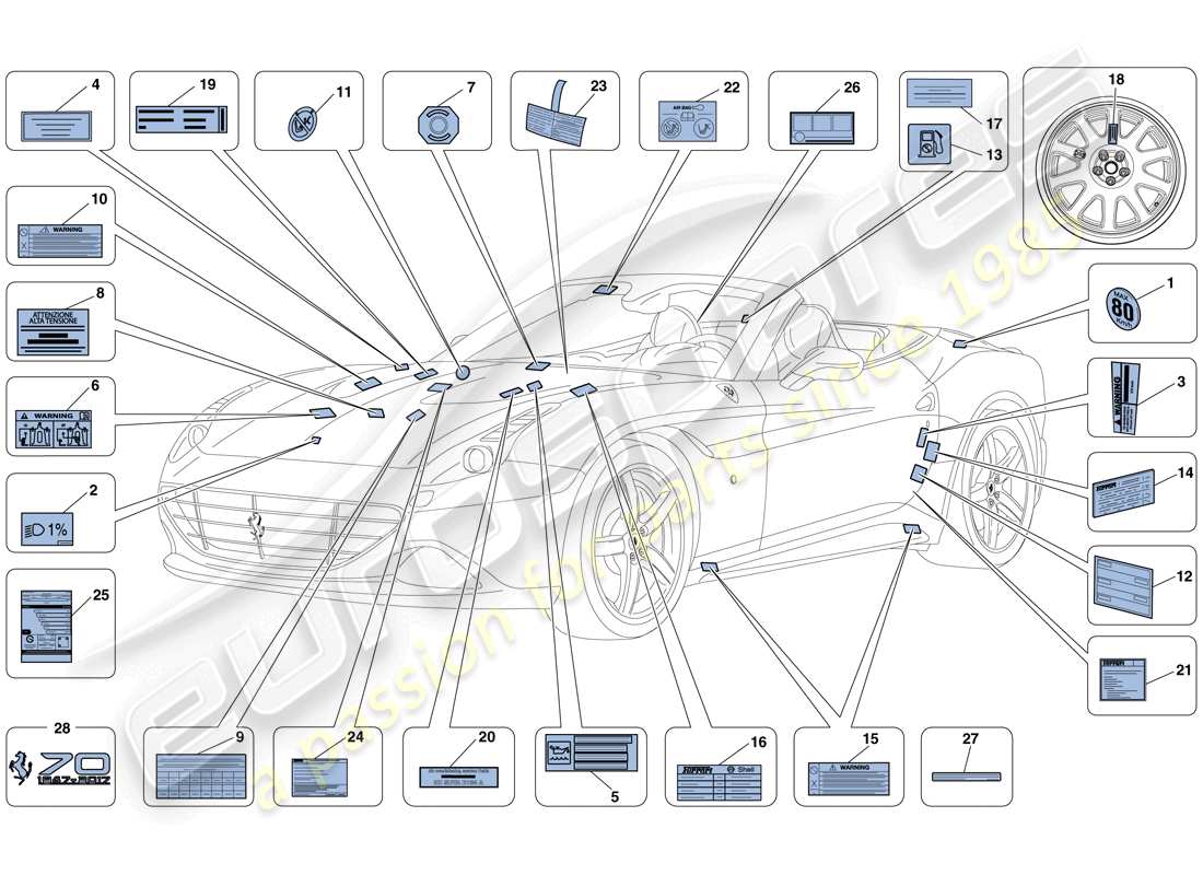 un diagrama de piezas del catálogo de piezas ferrari california t (europe)