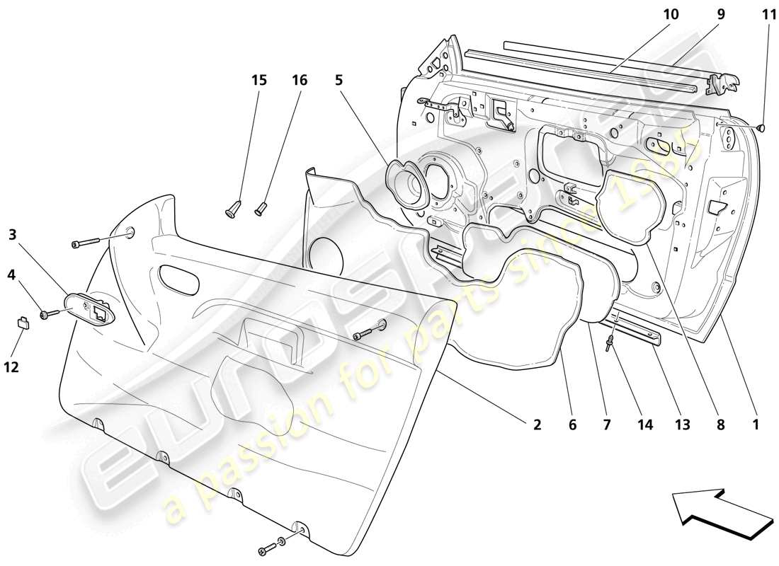 un diagrama de piezas del catálogo de piezas maserati trofeo