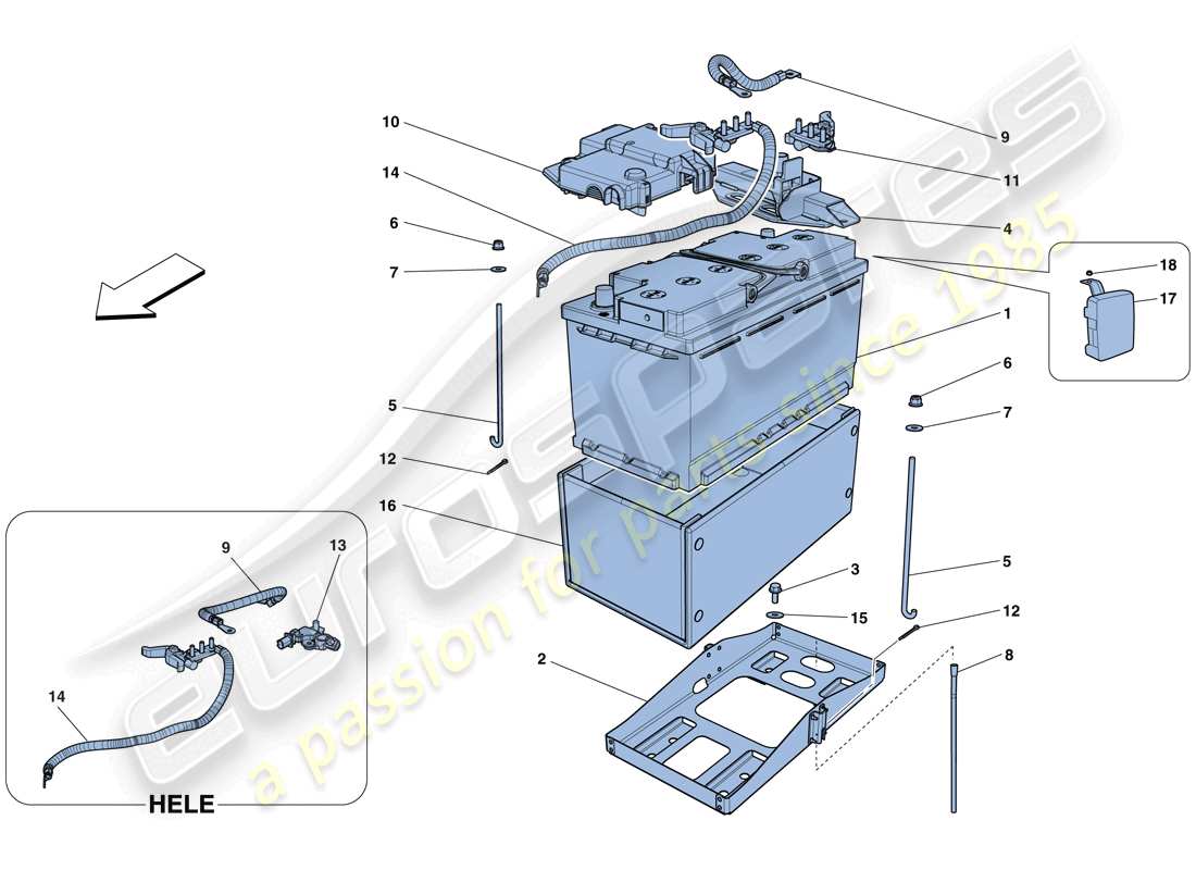 ferrari f12 tdf (usa) diagrama de piezas de la batería