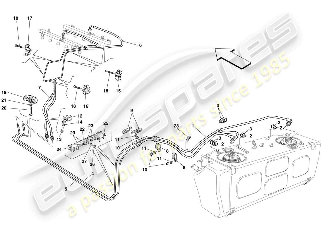 ferrari 612 scaglietti (rhd) fuel system diagrama de piezas