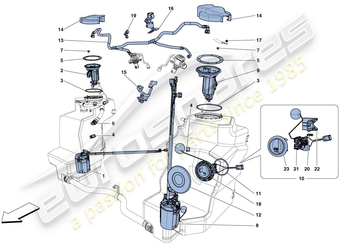 ferrari 458 speciale (europe) bombas y tubos del sistema de combustible diagrama de piezas