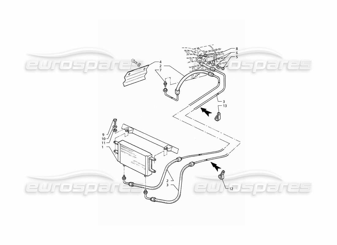 maserati qtp. 3.2 v8 (1999) diagrama de piezas del radiador de aceite de la transmisión automática (4hp)