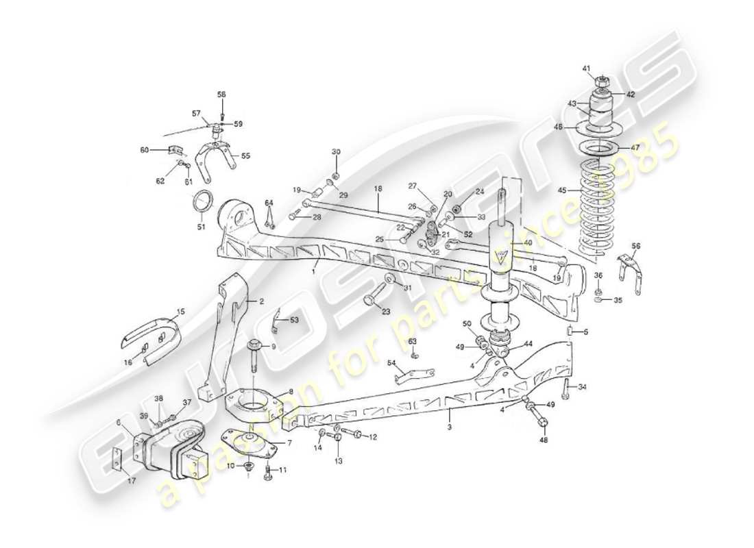 aston martin v8 virage (1999) diagrama de piezas de la suspensión trasera