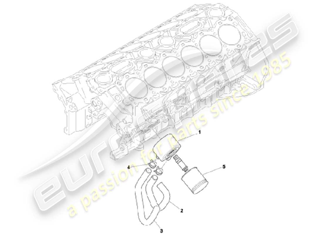 aston martin vanquish (2001) sistema de enfriamiento de aceite diagrama de piezas