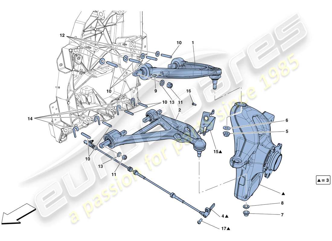 ferrari f12 berlinetta (rhd) suspensión delantera - brazos diagrama de piezas